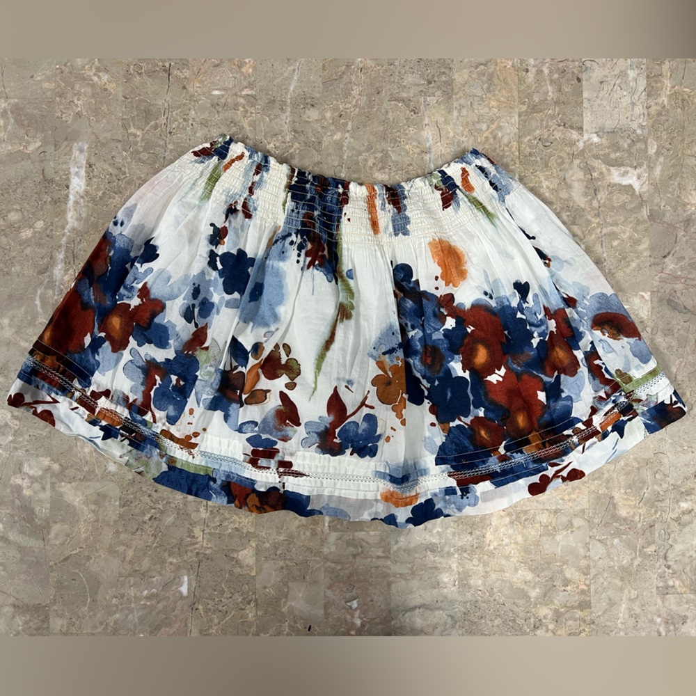 Abercrombie & Fitch Floral Skater Skirt in Blue and Brown